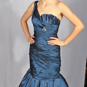 Navy blue one shoulder gown